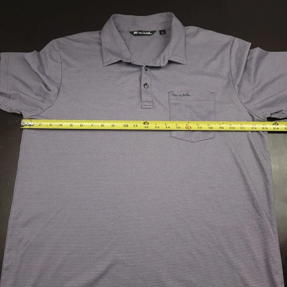 Travis Mathew Mens XL Shirt Purple Pima Cotton Blend Golf Polo Micro Stripe‎ Lux